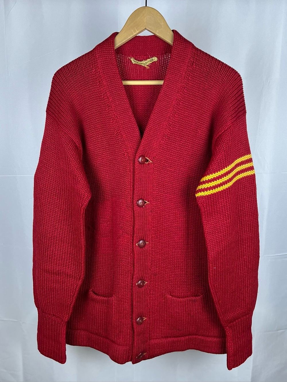Vintage 50s 60s Princeton Knitting Mills Varsity Cardigan Sweater Size Medium
